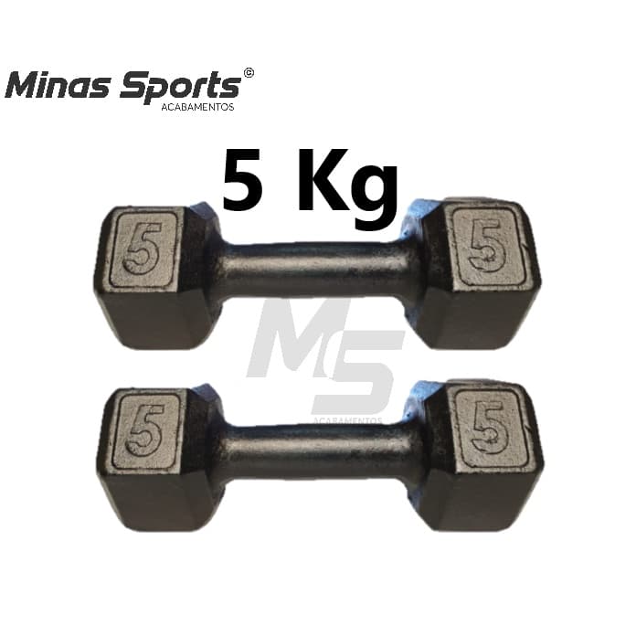 Par Halter Sextavado Pintado 5 Kg Treino Musculação Peso Academia C/ 2 Un