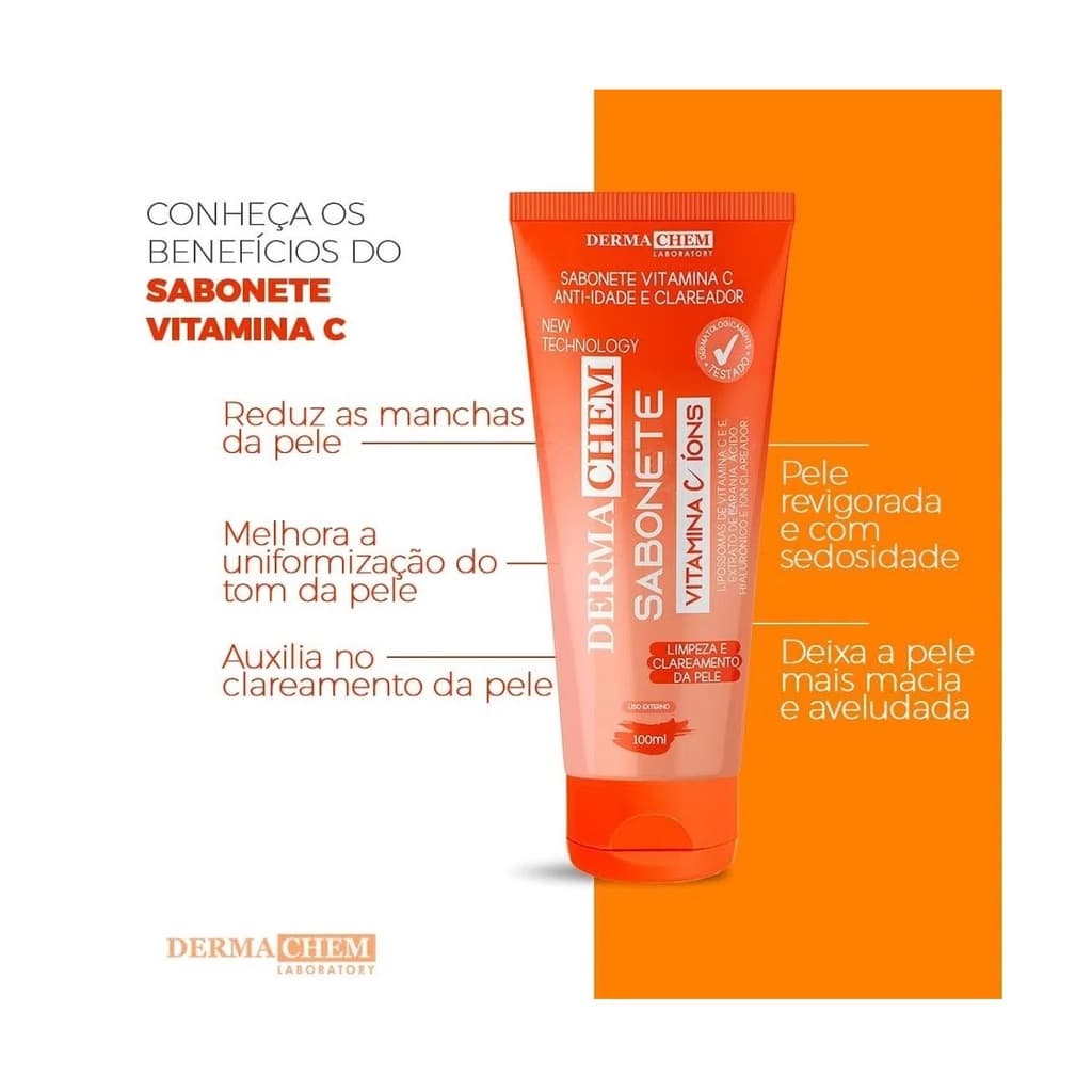 Sabonete Vitamina C Anti Idade Com Ions Dermachem 100ml D