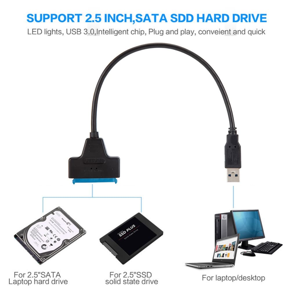 usb 2.0 sata 3 cabo sata para 3.0 usb adaptador de até 6 gbps apoio 2.5 Polegada hdd ssd disco rígido externo de 22 pinos sata iii cabo
