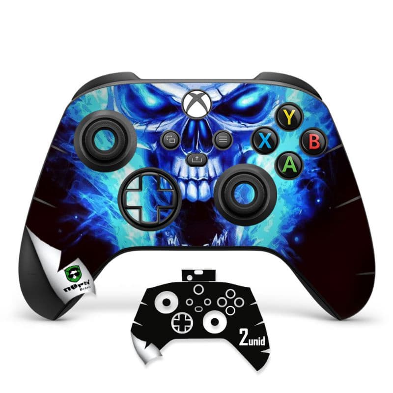 adesivo de proteção de controle de videogame séries s caveira fogo azul 2 unidades