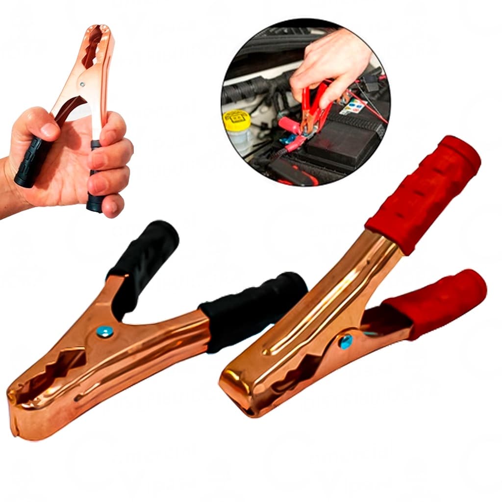 Garra De Jacaré Para Cabo Bateria Chupeta Automotivo Carro Moto 2 Peças De 20A - 300A Profissional