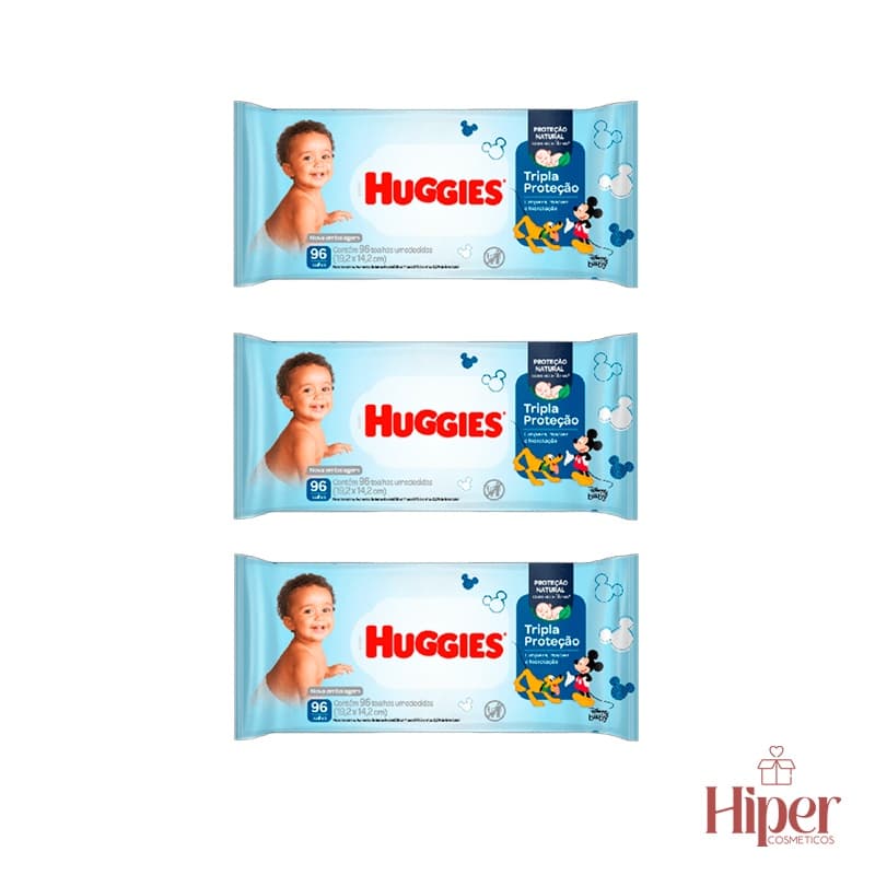 Huggies Kit 3un Toalhas Umedecidas Tripla proteção - 88 Lenços Cada
