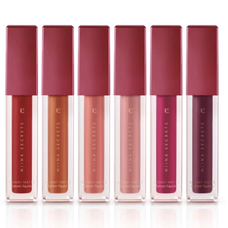 Batom Líquido Niina Secrets Skinny Matte Pink Peônia , Terracota Orquídea , Vermelho Hibisco  5ml Eudora