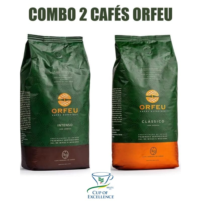 Kit Combo 2kg Café Especial Torrado em grãos Orfeu 100% Arábica Premiado Mundialmente