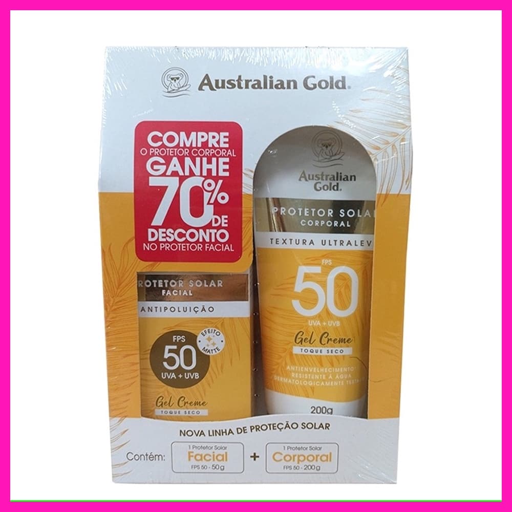 Australian Gold FPS 50 Protetor Facial 50g + Protetor Corporal 200g