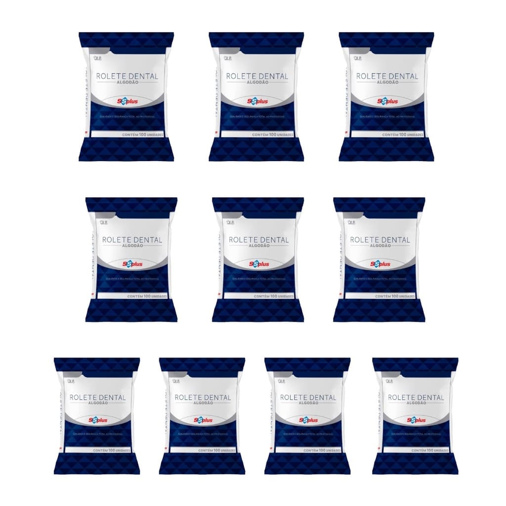 Kit Algodão Rolete Dental Com 1000 Unidades Odontológico Dentista Manicure Estética Salão