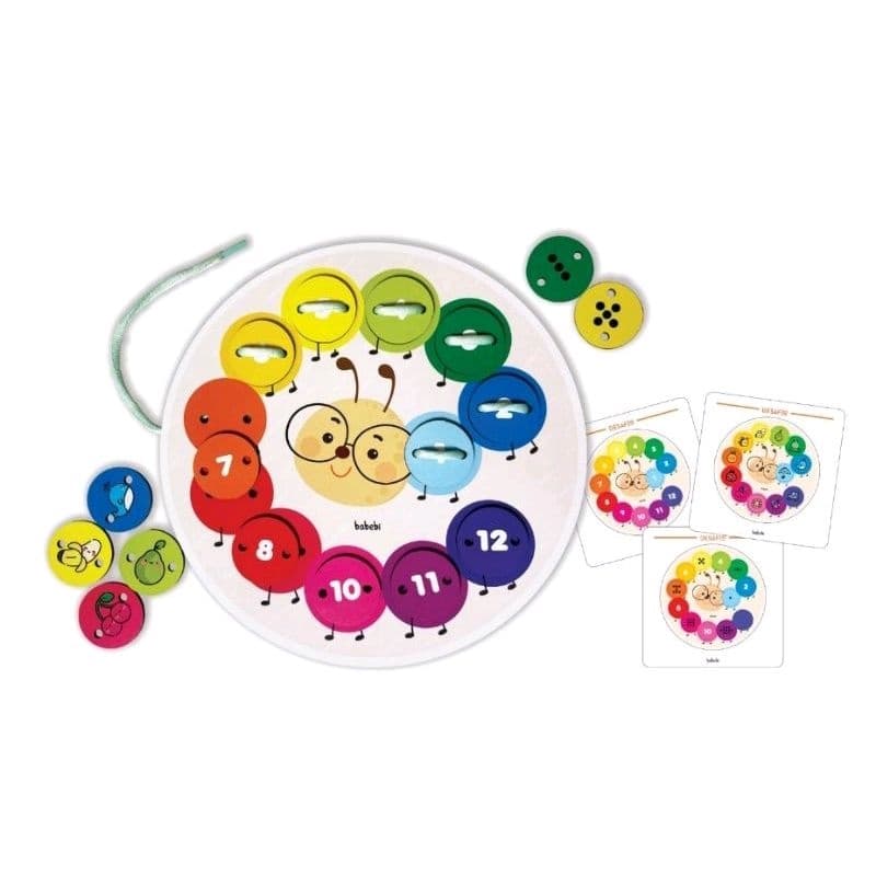 Alinhavos Centopéia Cores e Números, brinquedos Educativos,  jogo para crianças, Babebi, brinquedo de madeira.