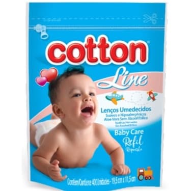 Refil Lenços Umedecidos 400 Unidades Cada Cotton Line