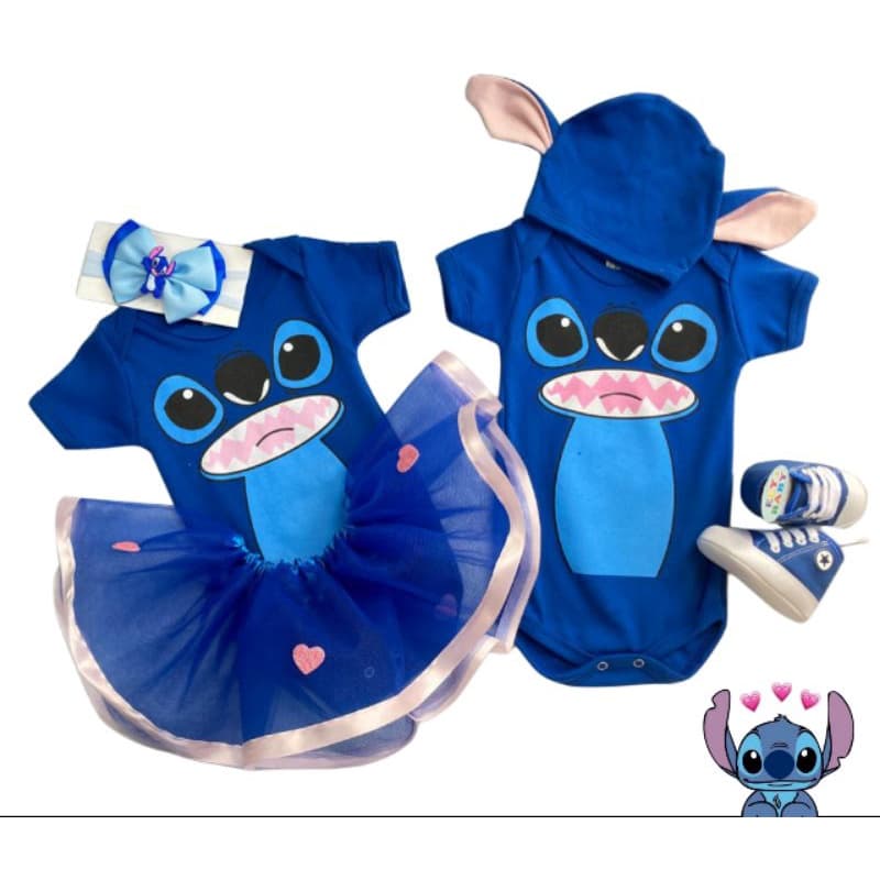 body bebê stich menino e menina kit bebê