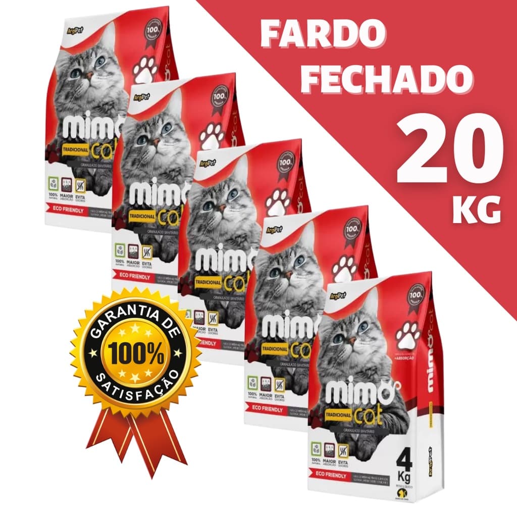 20 kg de Areia Sanitária Higiênica MIMO CAT Tradicional para Gatos
