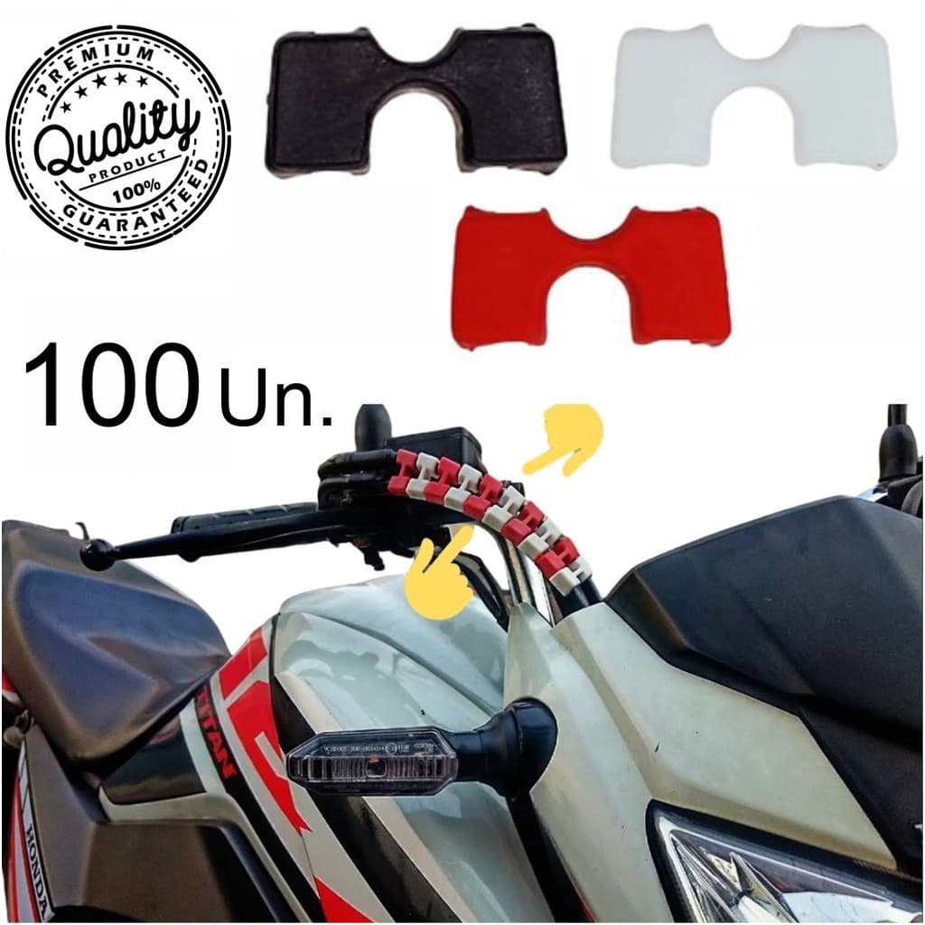 Kit 50 a 100 - Clip para Cabo Fio de Moto Decorativo Colorido Preto Branco Vermelho