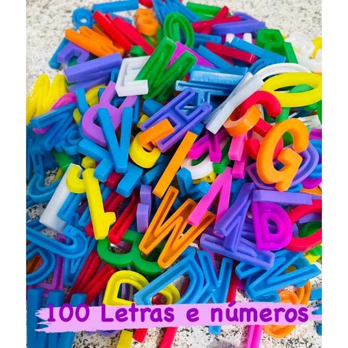 100 Letras e Números SORTIDOS Alfanumérico Brinquedo Educativo Didático infantil