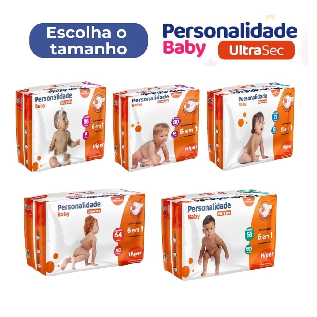 Fralda Personalidade Baby Ultra Sec pacote hiper
