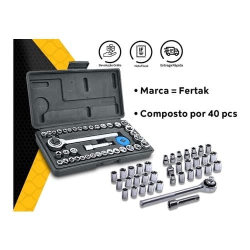 Kit Chaves Jogo Catraca Reversível Soquetes 40 Peças Maleta
