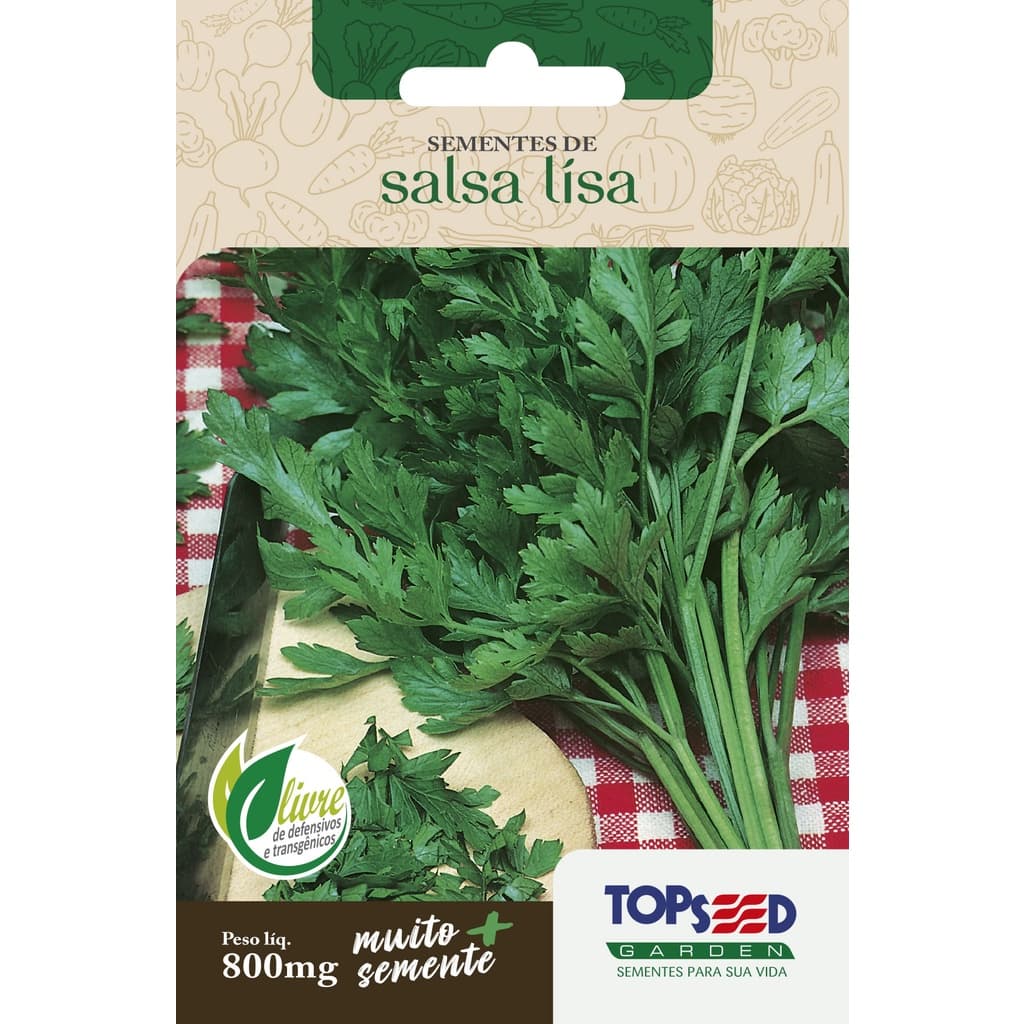 Sementes de Salsa Lisa Salsinha para Plantio 800mg TopSeed em Horta Vaso Hortaliça Tempero Culinário