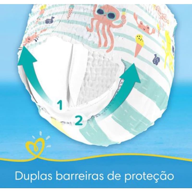 Fralda Pampers Praia e Piscina Splashers Baby Shark G/XG - 10 Unidades