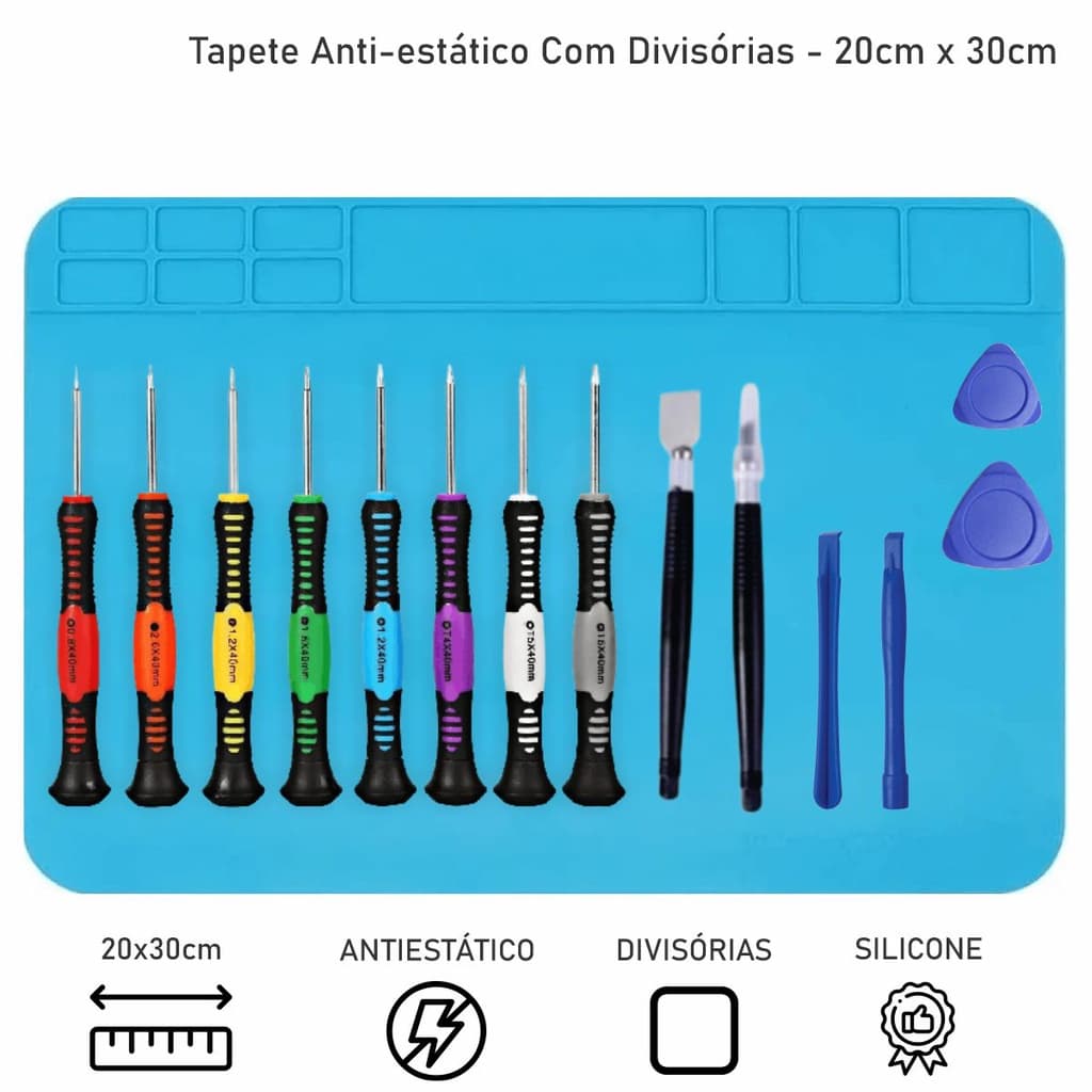 Kit Manta Antiestática 30x20cm + Jogo de Chaves 16 Peças KIT COMPLETO