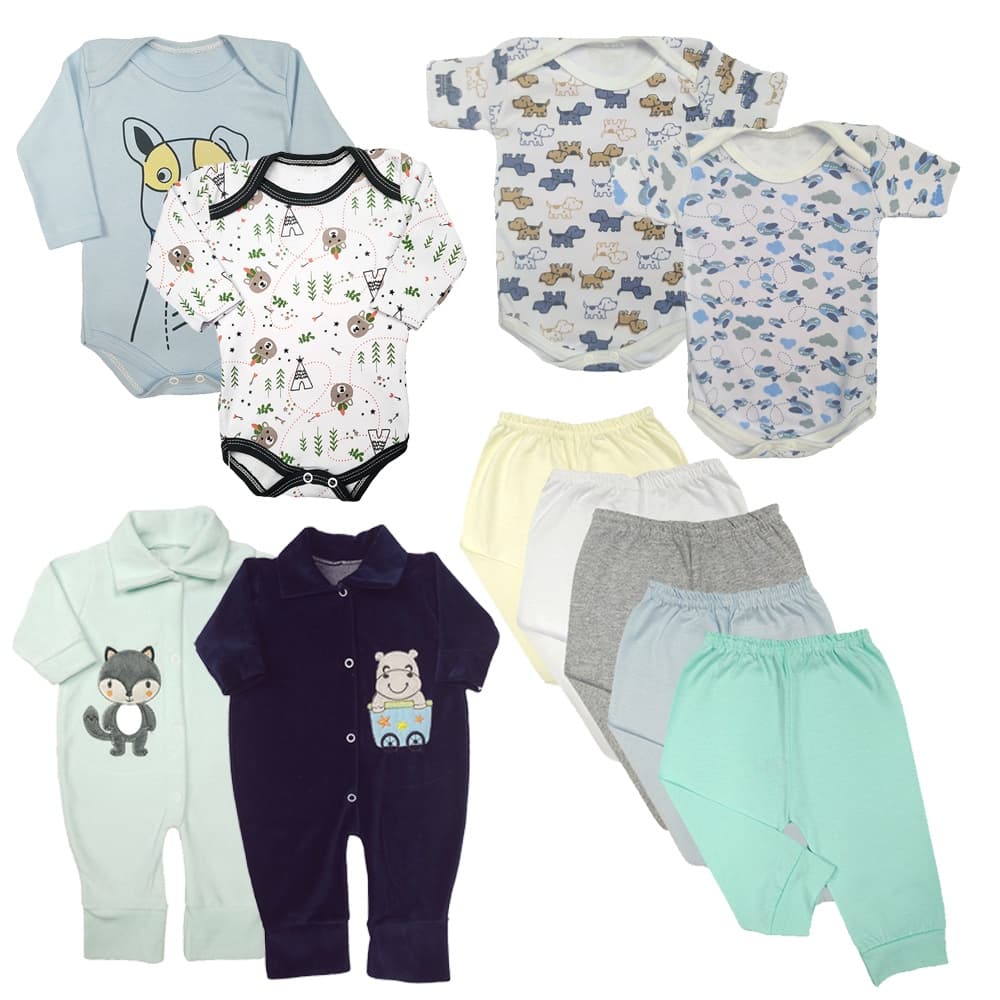 Kit Roupas De Bebê Com 11 Peças Enxoval Body Mijão Macacão