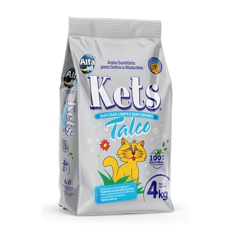 Areia Sanitária Higiênica para Gatos  Talco 4kg  Kets