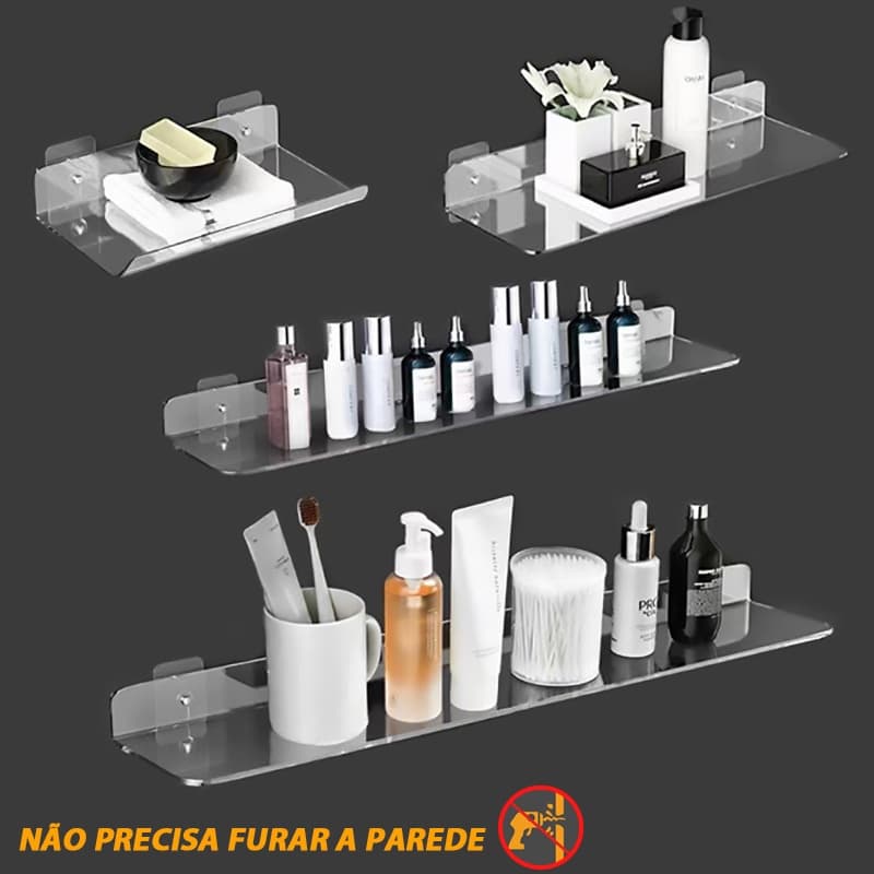 Prateleiras Flutuantes 100% com suporte Invisível para Decorar Sala ,Quarto Banheiro cozinha não precisa furar a parede