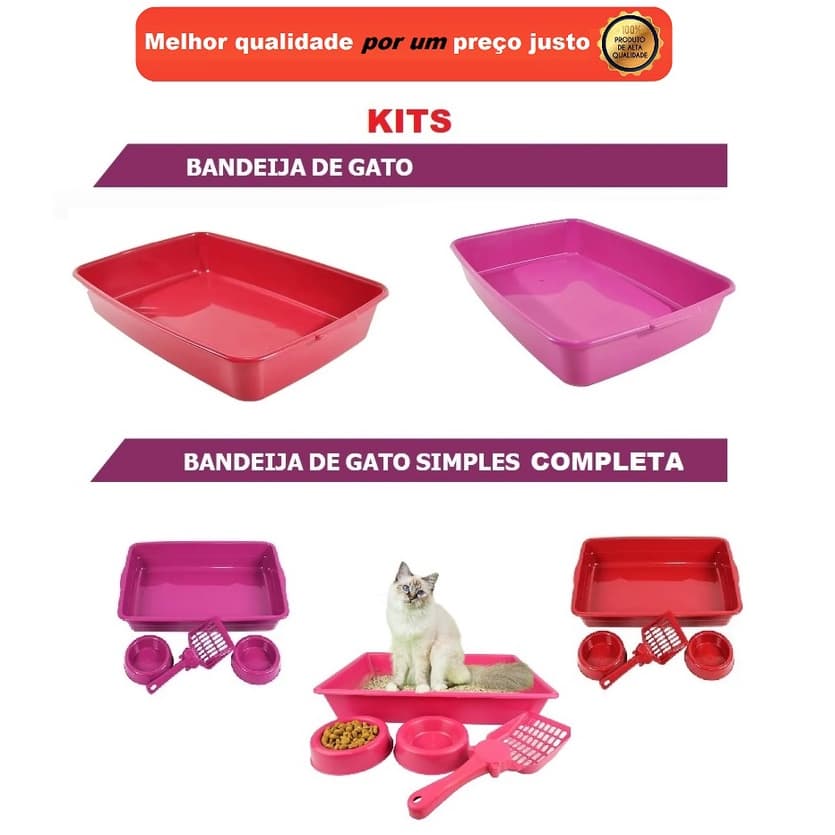 Bandeja de areia sanitária higiênica para gatos  Kit Premium Luxo