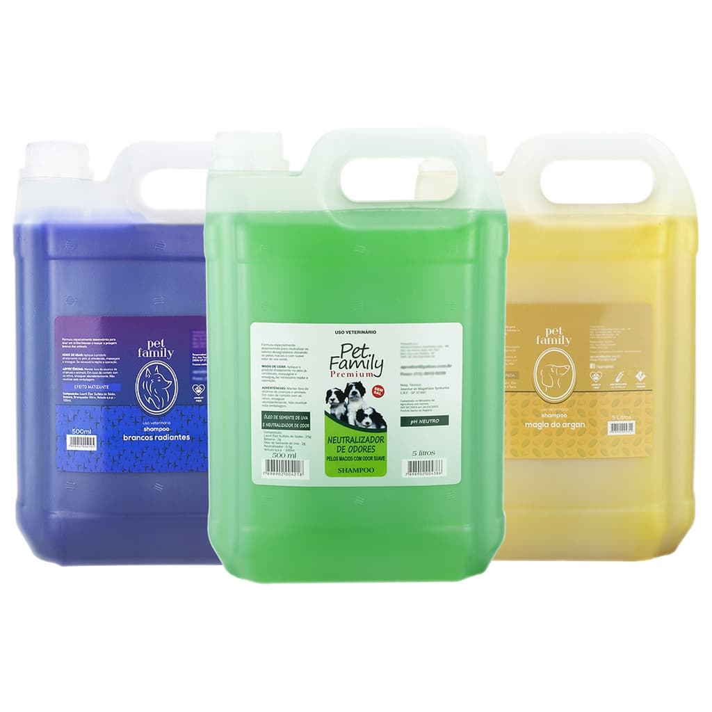 Shampoos Pet 5l Concentrados Profissionais Banho Para Cães E Gatos Diluição Até 1:4 Linha Pet Shop