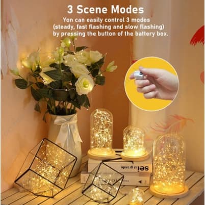 KIT C/10 Fio De Led 2 Metros Luz Pisca Corda Decorativa De Natal E Festa Luminária Fada 