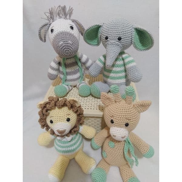 kit amigurumi safari, amigurumi crochê,25 cm