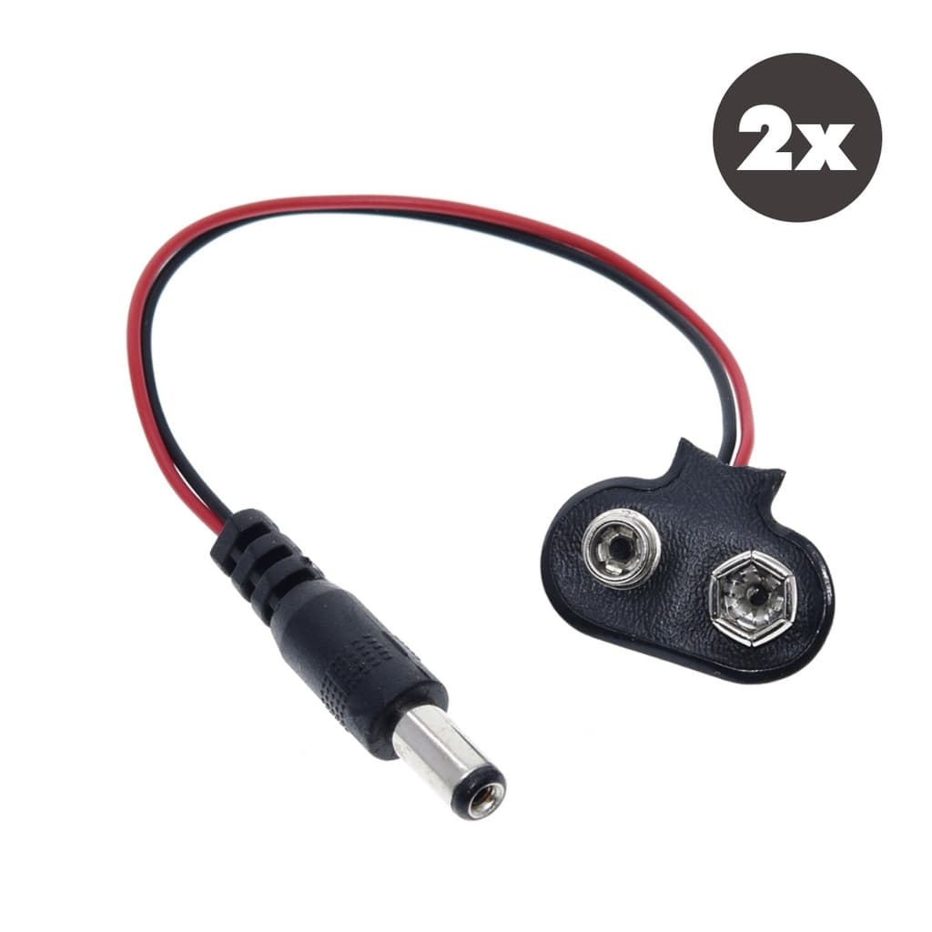 2 Conector clip Plug Para Bateria 9v Com Saída P4 energia Alimentação P/ programador Arduino
