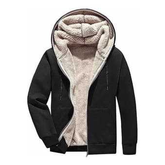 Jaqueta Masculina Com Capuz De Pelúcia Grossa Quente casaco frio neve fleece sherpa flanelado térmico