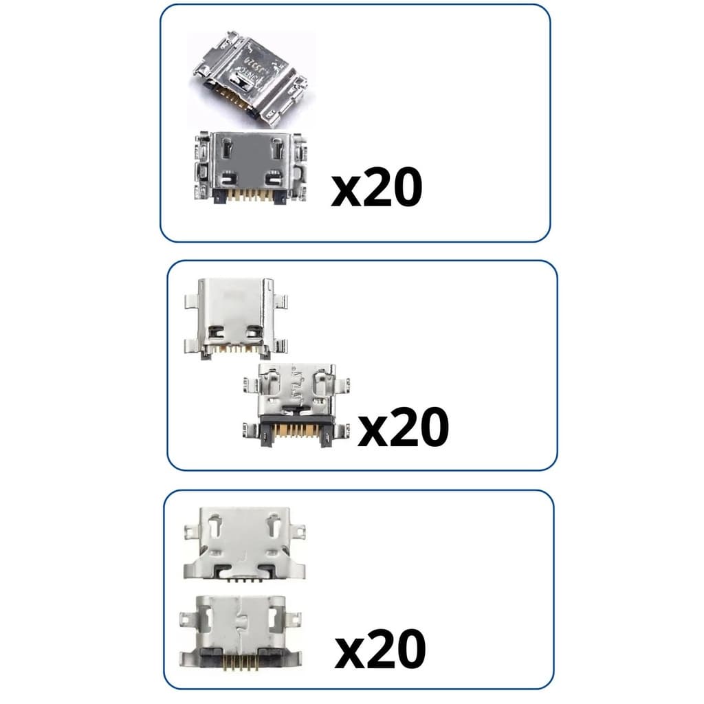 Kit 60 Conector de Carga J5 PRIME, j2 PRIME, MOTO G5,  Linha J, J5 Metal, J7 Neo, J7 Metal, Grand Prime, Grand Duos, Gran Prime, Gran Duos J1, J3, J4, J6, J7, J8 Moto E3, Moto G4 Play, Moto E4 DOCK Motorola Lote Atacado kit assistencia tecnica manuntenção