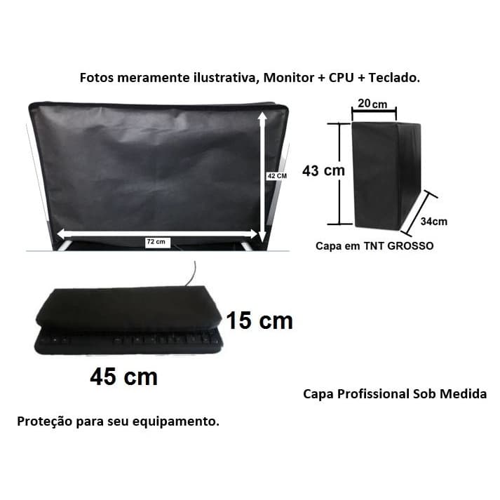 Kit 3 Capas de Proteção Para CPU Gamer Computador Gabinete + Teclado + Monitor Bonita Resistente e Antipoeira.