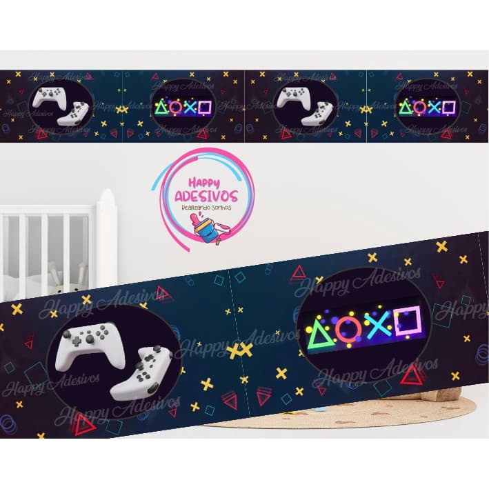 Faixa Adesiva Decorativa Setas Controle Playstation Jogo De Video Game Console Decoração Colante Gamer