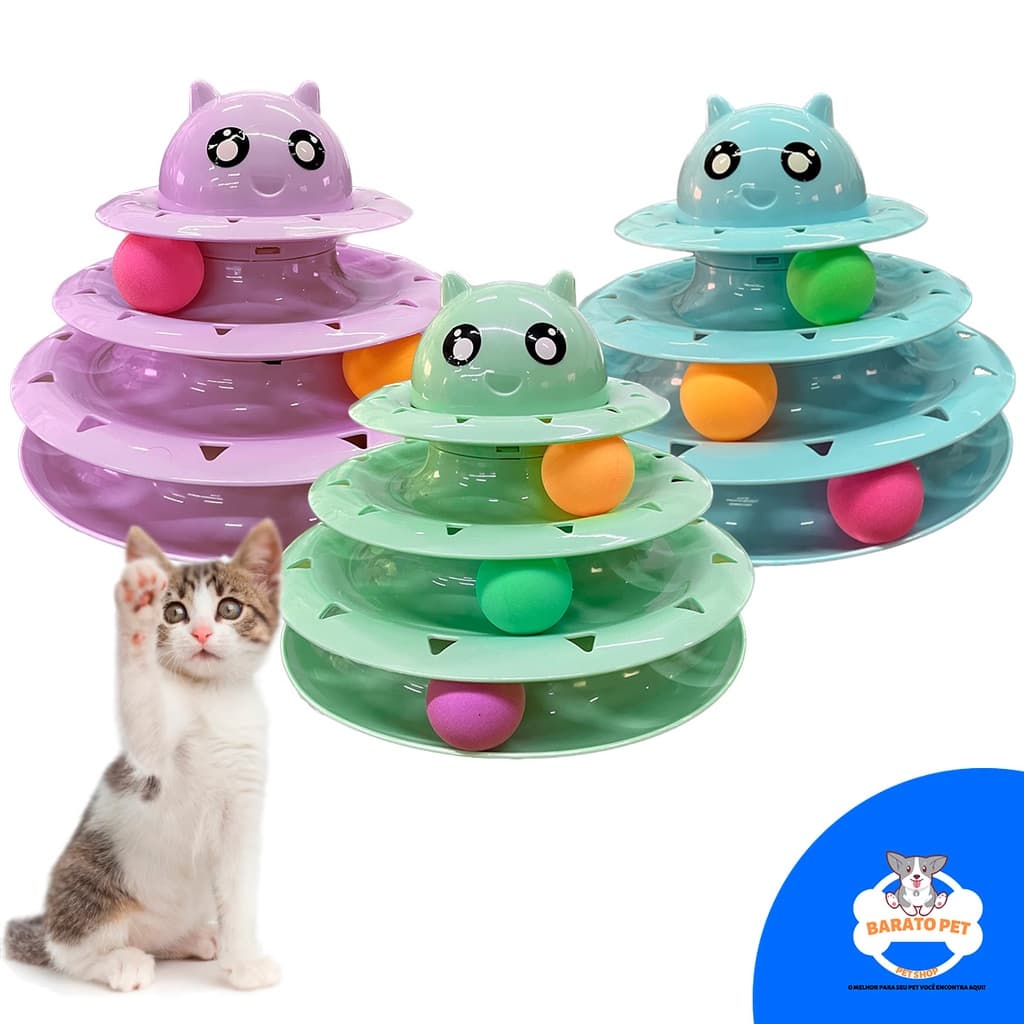 Brinquedo Interativo Para Gatos Corre Corre Torre De Bolinhas 4 Niveis Pets