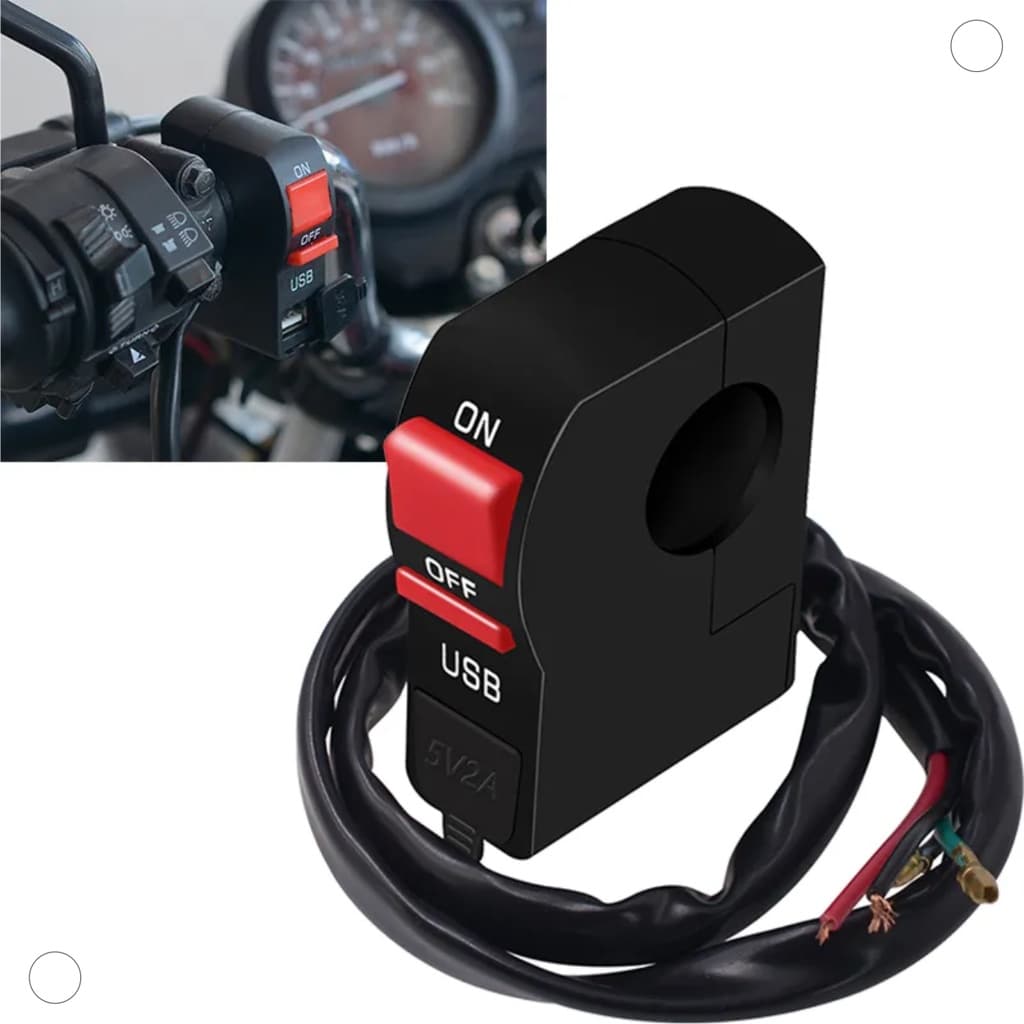 Interruptor On Off para Moto Tomada Com ou Sem Carregador USB 12v 5a Carregamento Celular Moto Botão