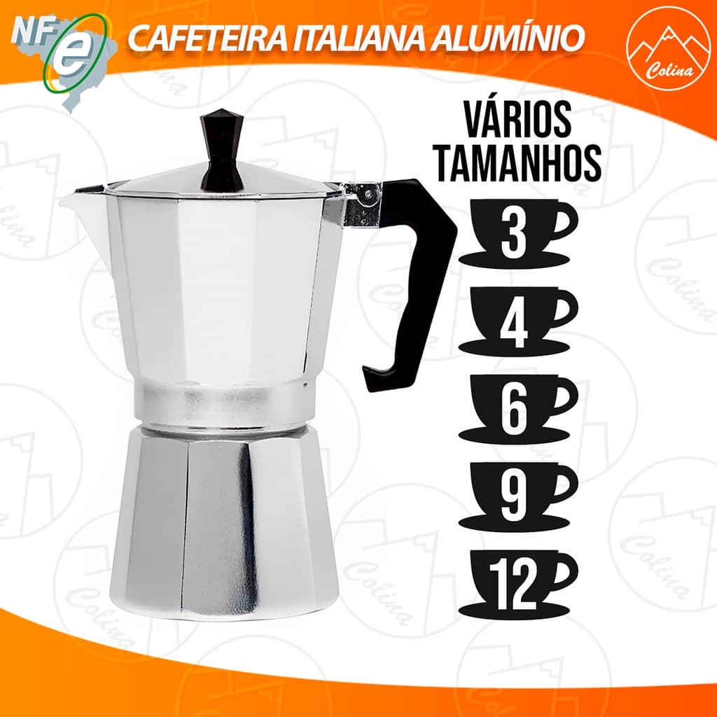 Cafeteira Italiana Quadrada Café Expresso Alumínio Não Utiliza Filtro