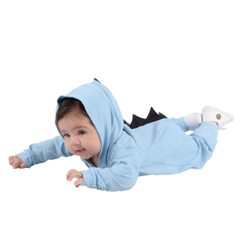 Macacão Bebê Dinossauro Para Bebê Menina E Menino Com Capuz Roupa de Bebê Menina e Menino
