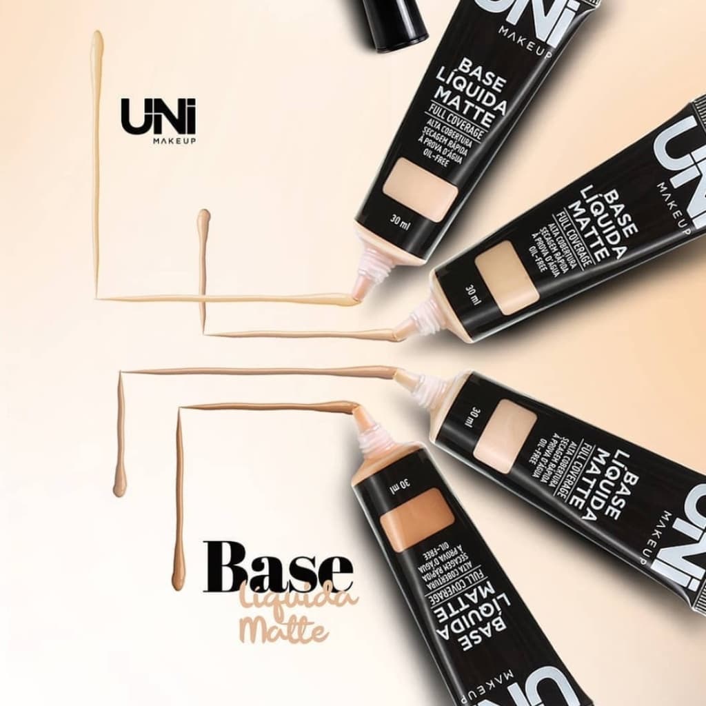 Base Matte Alta Cobertura 30g Uni Makeup Uni Makeup - Base Liquida Matte a Prova Dagua Full Coverage - Escolha a Cor