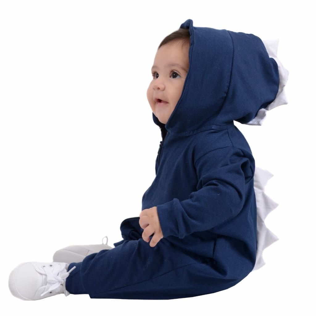 Macacão Bebê Dinossauro Para Bebê Menino E Menina Com Capuz Roupas de Bebê