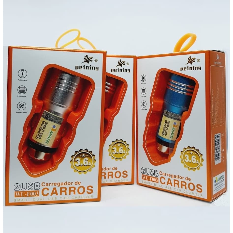 Carregador Veicular Carro 3.6a  PEINING 28 C/ 2 USB