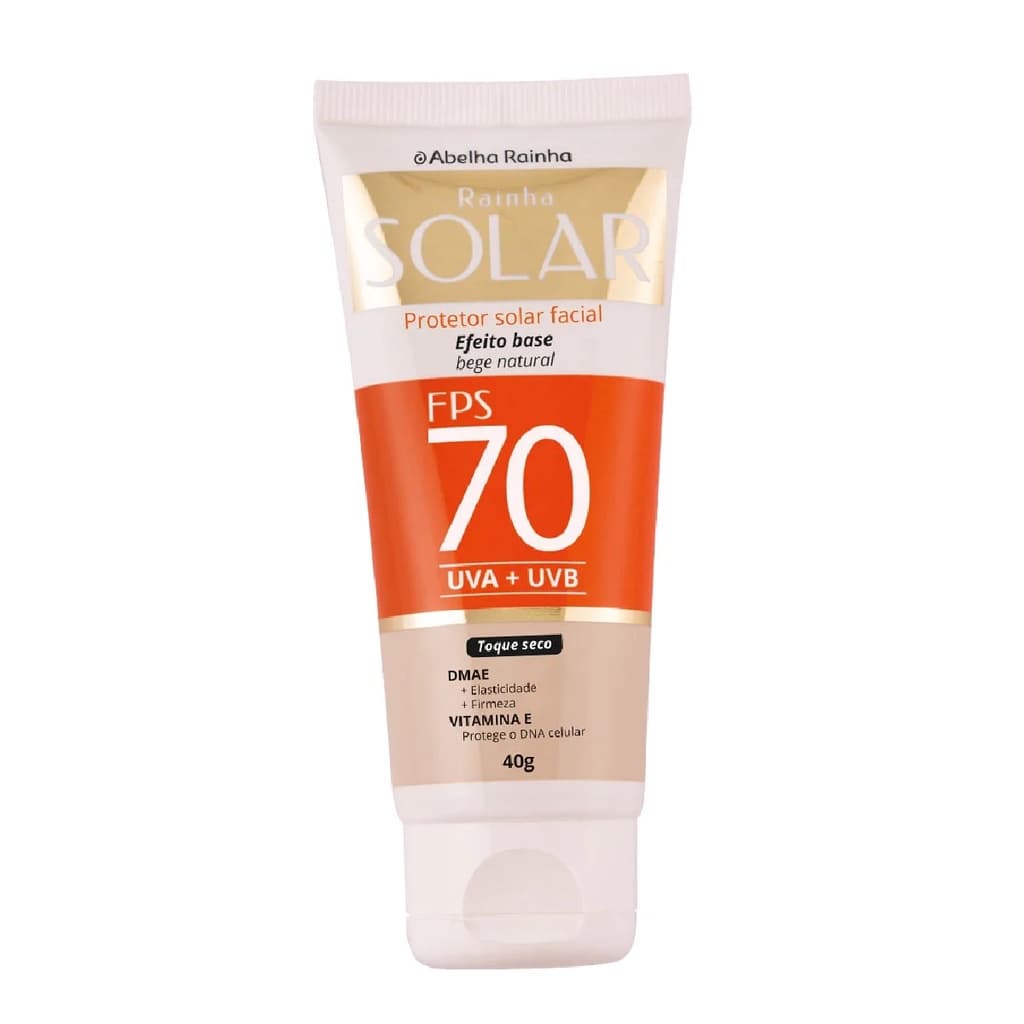Protetor Solar Facial Cor De Base Bege Natural FPS 70 Rainha Solar Abelha Rainha 40g
