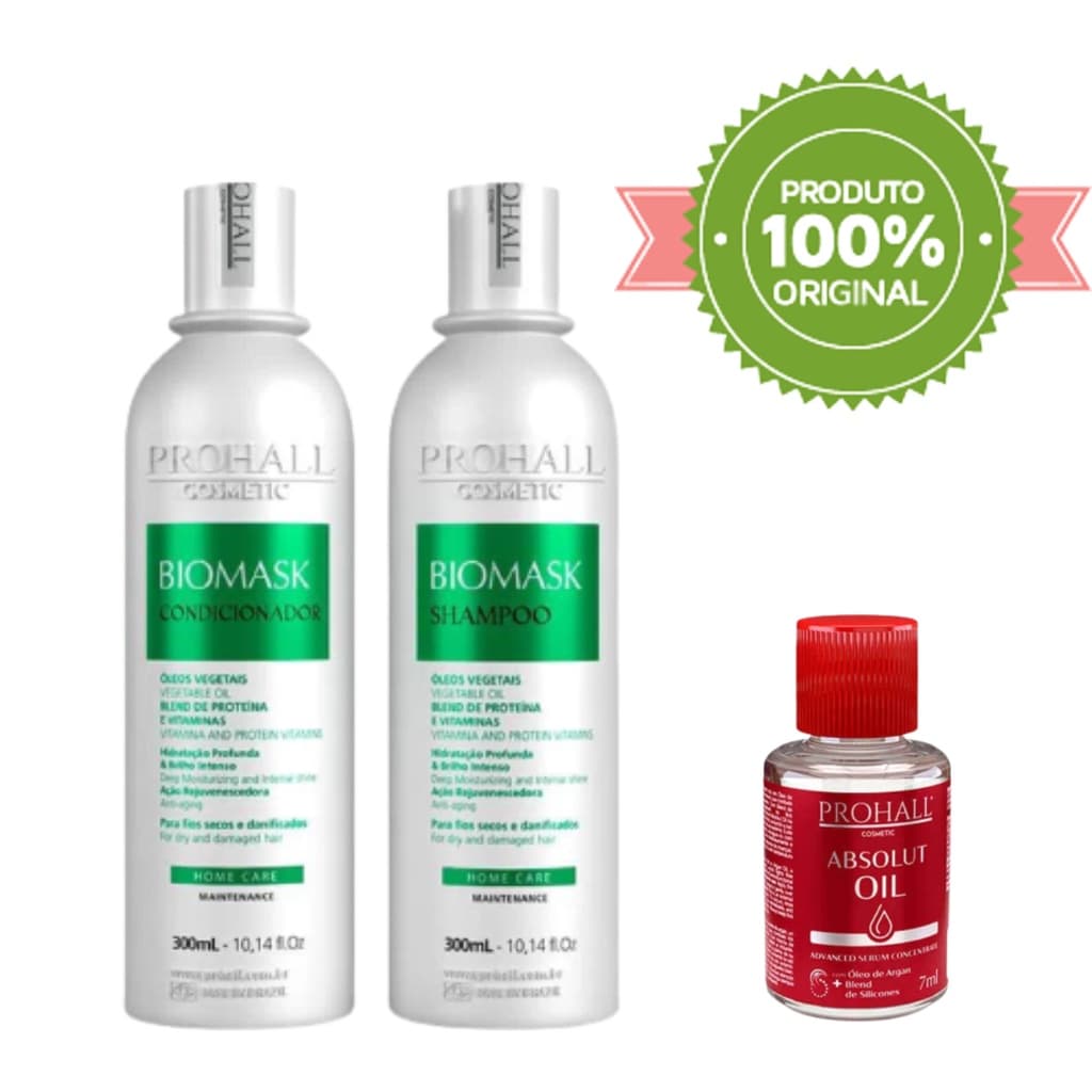 Kit Shampoo + Condicionador Ultra Hidratante Biomask Prohall 2x300ml