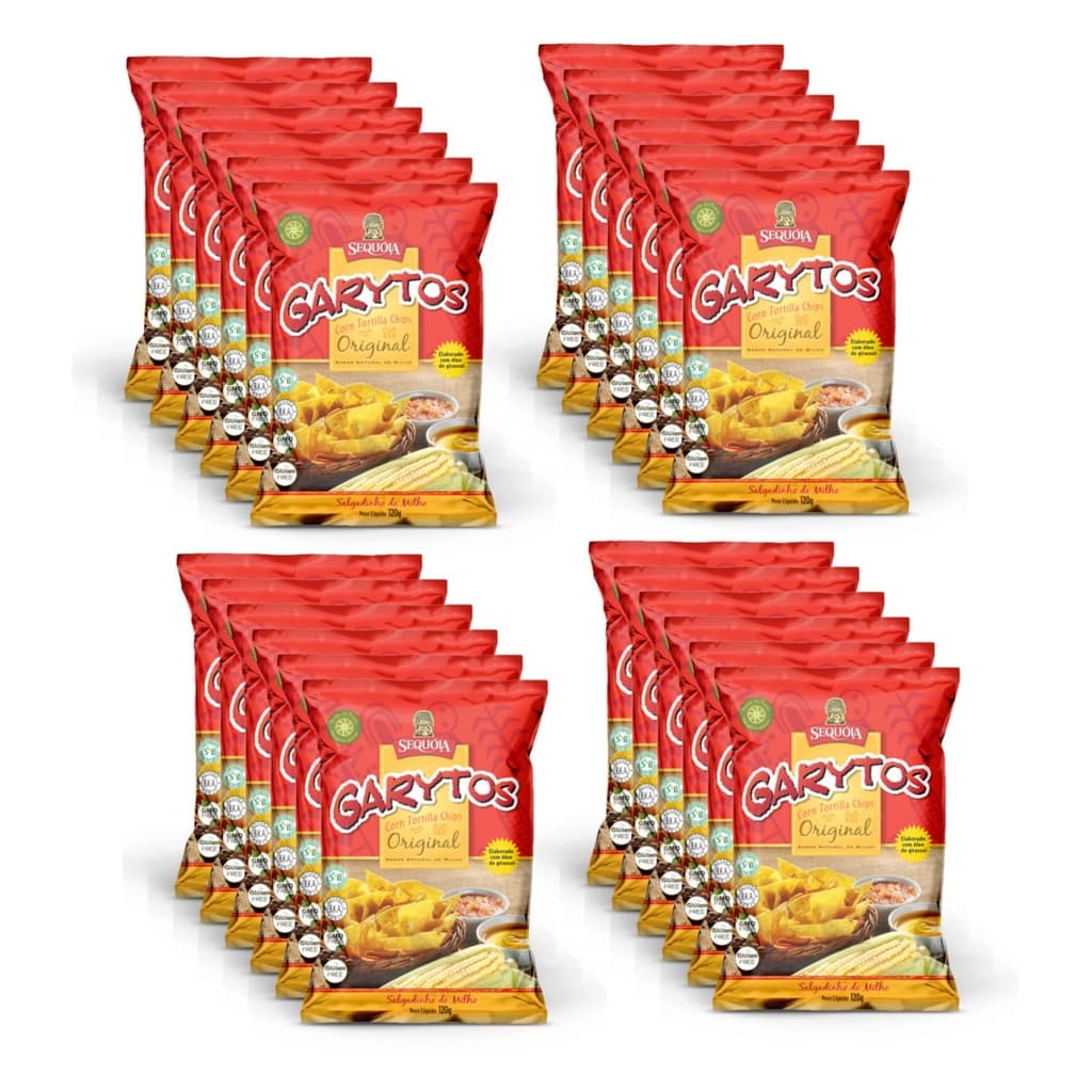 Garytos Tortilla Chips Salgadinho de Milho snack saudável 120g - 24 unidades