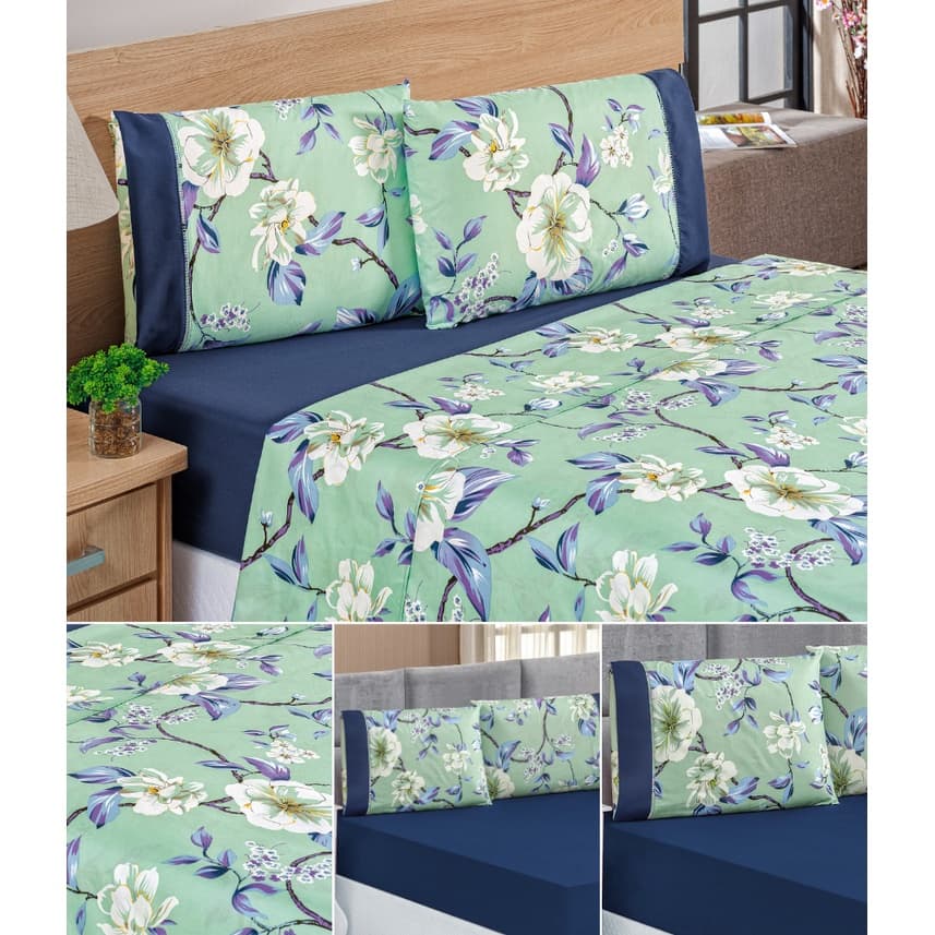 Jogo De Cama 4 Peças Para Cama De Casal Queen 198cm x 158cm Com Lençol De Cima