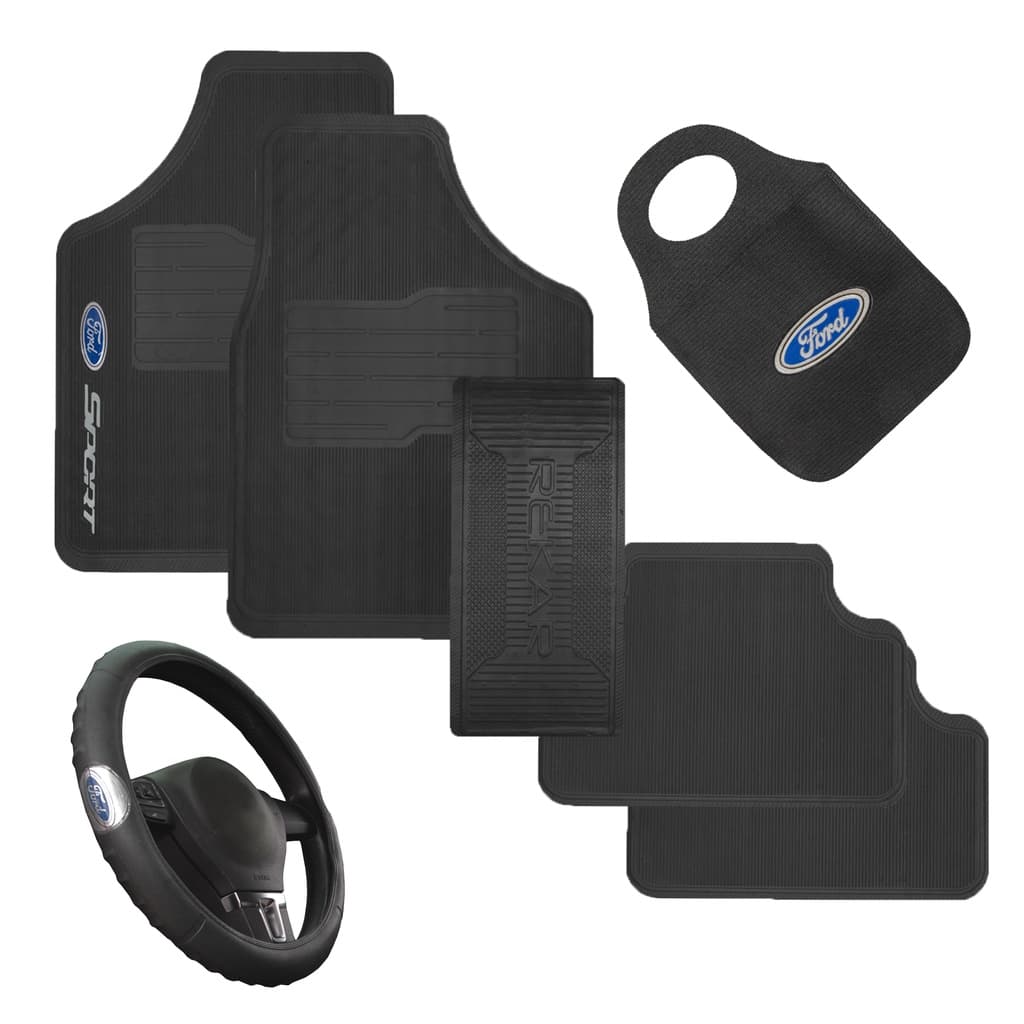Jogo Tapete Automotivo Carro Ford + Capa Volante +Lixinho Automotivo Personalizado Ford