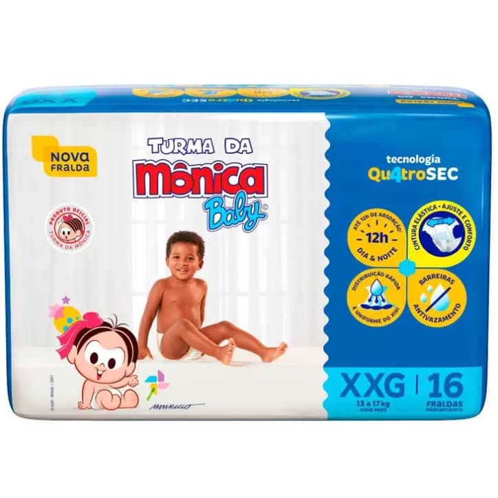 Fralda Descartável na Promoção Turma Da Mônica Jumbo Tamanho XXG - 16 Unidades