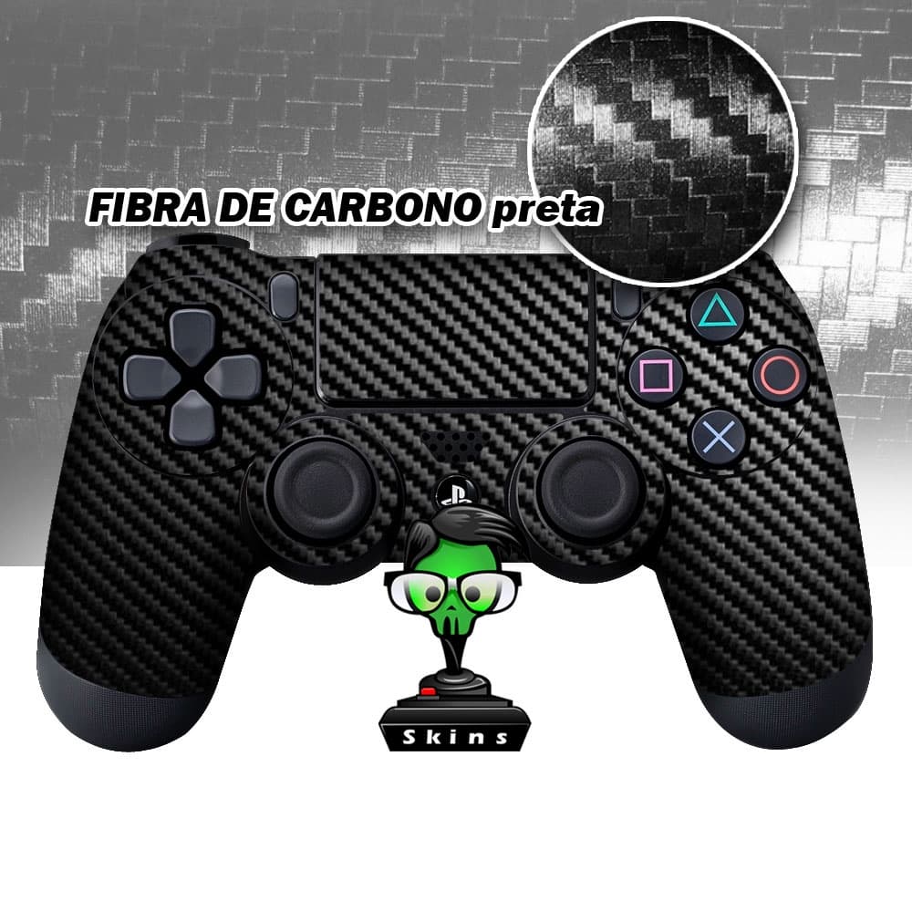 Adesivo de customização para controle de videogame fibra preto