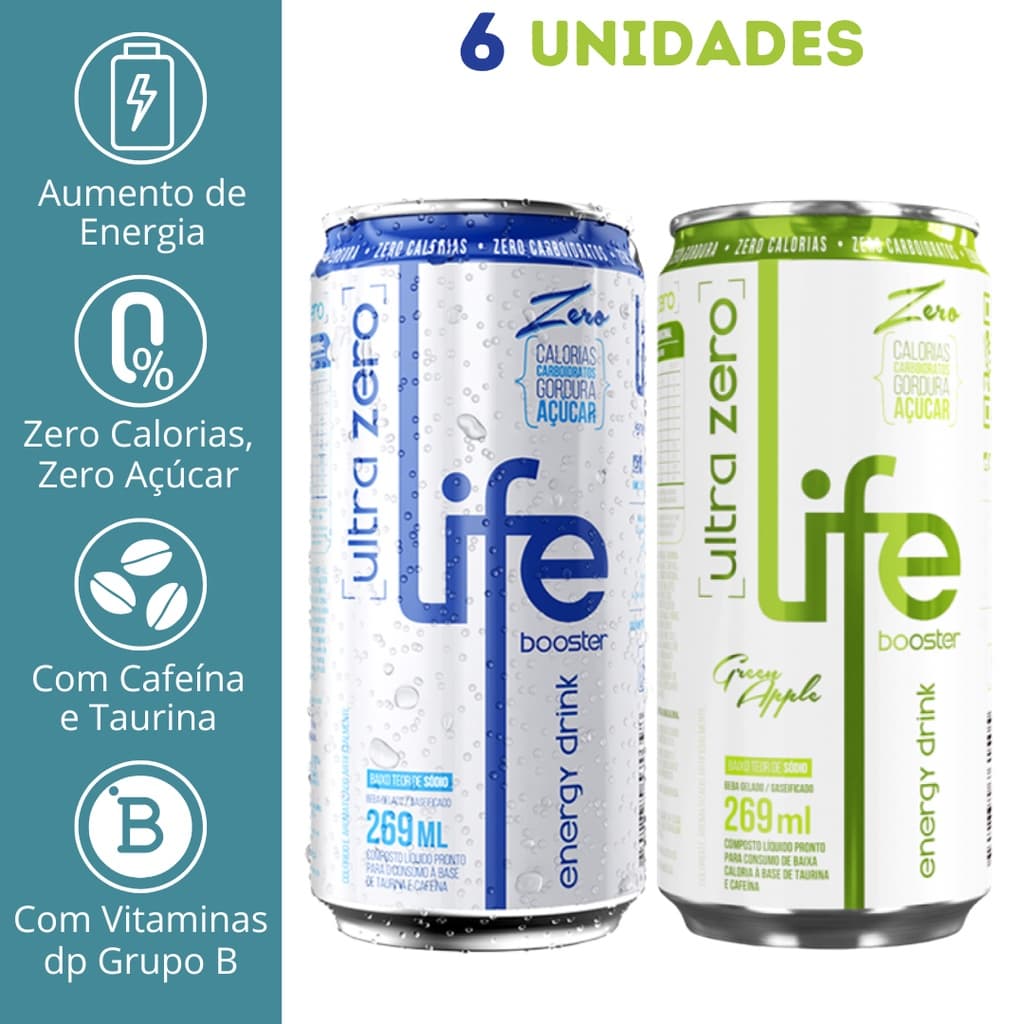 LIFE BOOSTER ENERGÉTICO DRINK ULTRA ZERO  - FARDO COM 6UN DE 269ML