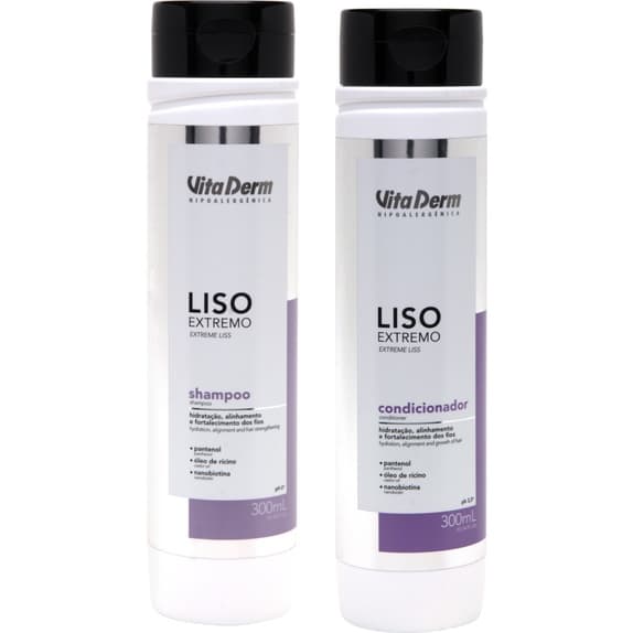 Shampoo e Condicionador Liso Extremo - Fortalecedor, Hidratante e Anti Frizz