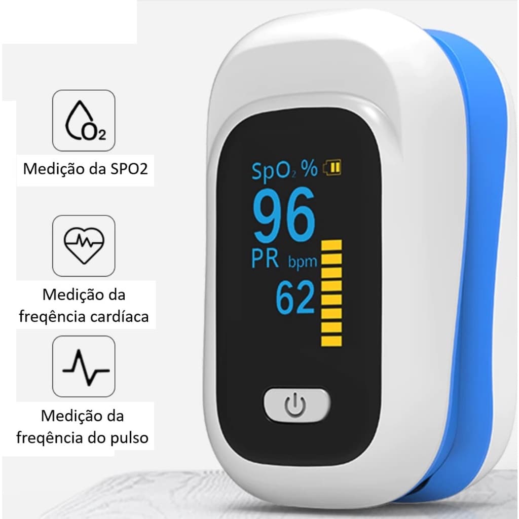 Oxímetro Digital de Dedo Medidor de Saturação (Capa + Cordão Inclusos)